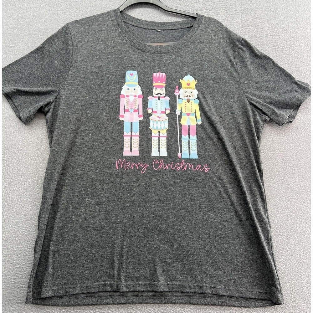 Merry Christmas Nutcracker Shirt Womens XL Holiday Graphic Tee Crewneck Soft